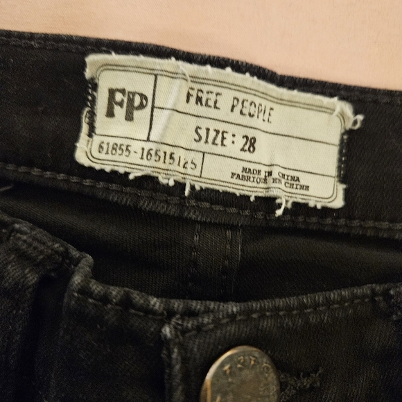 Free People Women's Black Distressed Split Hem Jeans - Picture 4 of 6